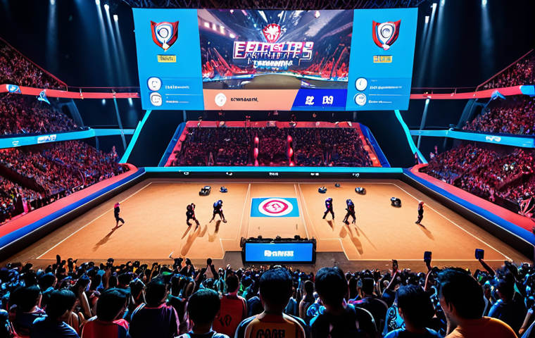 ** A vibrant esports tournament scene in Malaysia. Focus on the crowd and the players on stage. Include elements of Malaysian culture like batik patterns subtly incorporated into the stage design or team jerseys. The lighting should be dynamic and exciting, with the FC Online logo prominently displayed. People should be cheering and excited.
**