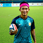 "Stylo" Malaysian Footballer**

A professional Malaysian footballer in a fully clothed, modern jersey with batik accents, appropriate attire, safe for work, a *songket* headband, well-formed hands, proper finger count, and a *keris*-inspired tattoo on his arm.  He's on a vibrant urban football pitch in Kuala Lumpur, Malaysia. Perfect anatomy, natural proportions, professional photography, high quality, modest.

**